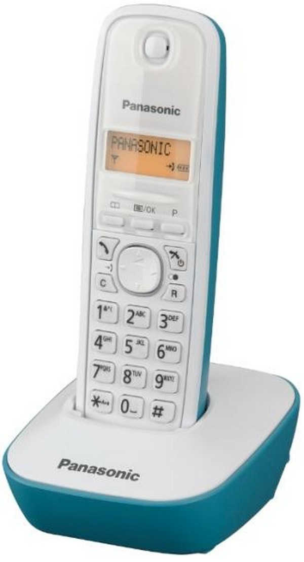 Ασύρματο Ψηφιακό Τηλέφωνο Panasonic KX-TG1611GRC Λευκό-Τυρκουάζ με Αναγνώριση Κλήσης, Λειτουργία Αφύπνισης και Φωτιζόμενη Οθόνη
