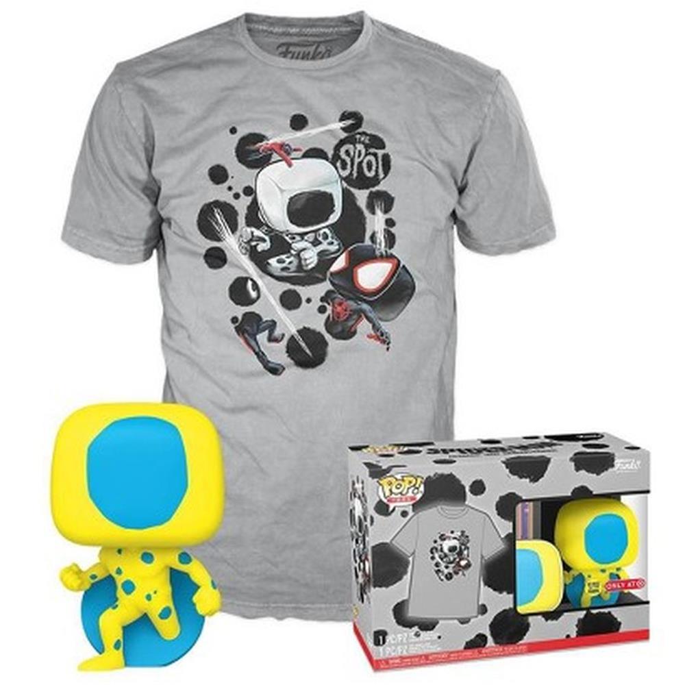 Funko Pop! & Tee (Adult) Marvel: Spider-Man Across the Spider-Verse - The Spot (Blacklight) (Special Edition) (Glows in the Dark) Bobble-Head Vinyl Figure and T-Shirt (XL)