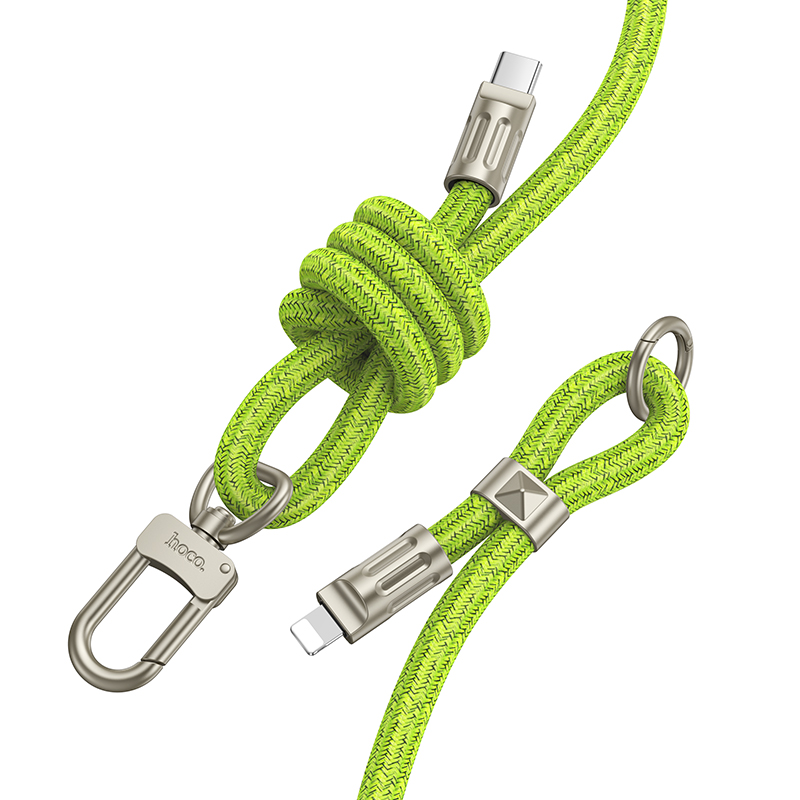 Καλώδιο Φόρτισης/Λουράκι Λαιμού Hoco GH7 USB-C to Lightning PD20W Braided Πράσινο 1.8m