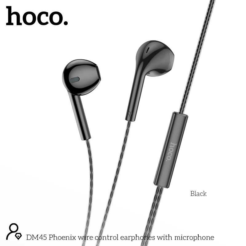Hands Free Hoco. DM45 Phoenix Earphones Stereo 3.5mm με Μικρόφωνο και Πλήκτρο Λειτουργίας 1.2m Μαύρα