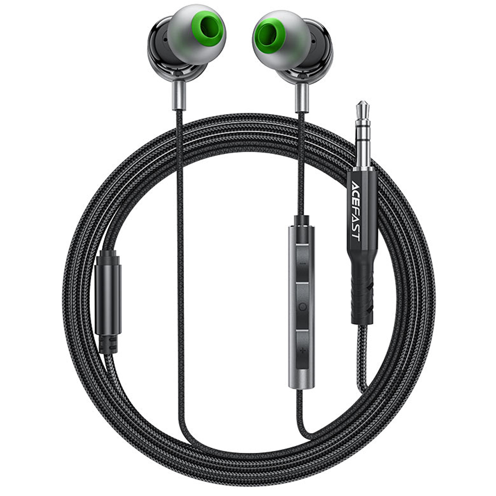 Hands Free Acefast L4 Earphones Stereo 3.5mm Braided 1.2m Μαύρα με HD Μικρόφωνο
