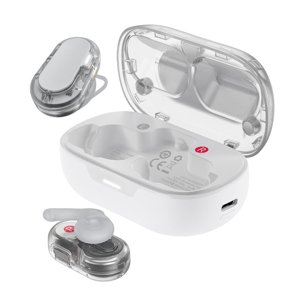 Wireless Earphones Hands Free Acefast FA003 TWS v5.3 550mAh 8hr Λειτουργίας 4-Mic ENC Τεχνολογία IPX4 και Ασύρματη Φόρτιση Λευκά