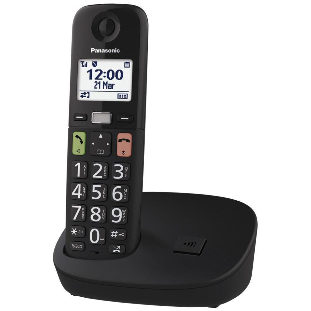 Ασύρματο Ψηφιακό Τηλέφωνο Panasonic KX-TGU110EXB Μαύρο με Δυνατό Κουδούνισμα και Φωτιζόμενο Πληκτρολόγιο με Μεγάλα Πλήκτρα