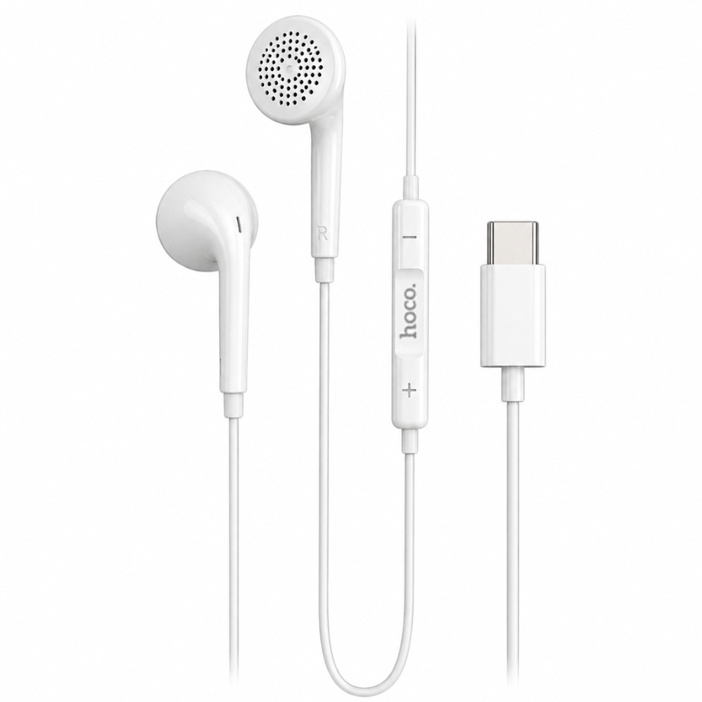 Hands Free Hoco. DM51 Fringe Stereo USB-C με Μικρόφωνο 1.2m Λευκά Συμβατά με Όλες τις USB-C Συσκευές