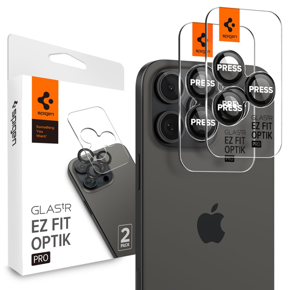 Προστασία Κάμερας Spigen Optik Pro Ez Fit Glass για Apple iPhone 16 Pro 16 Pro Max 17 Pro 17 Pro Max Μαύρο 2 Τμχ