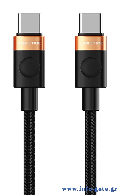 CABLETIME καλώδιο USB-C CT-CM60, 60W, 480Mbps, 1m, μαύρο