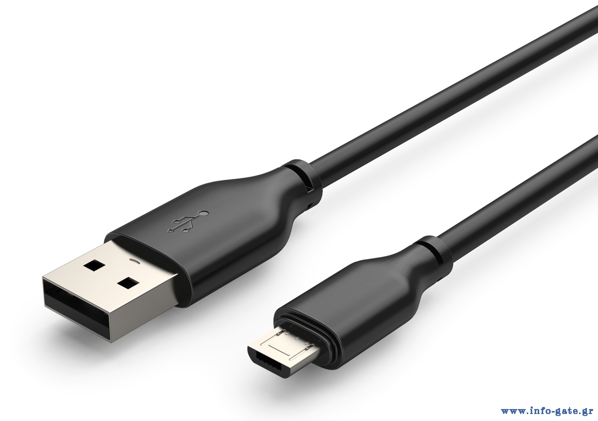 CABLETIME καλώδιο micro USB σε USB CT-C165-05G, 2.4A, 480Mbps, 0.25m, μαύρο