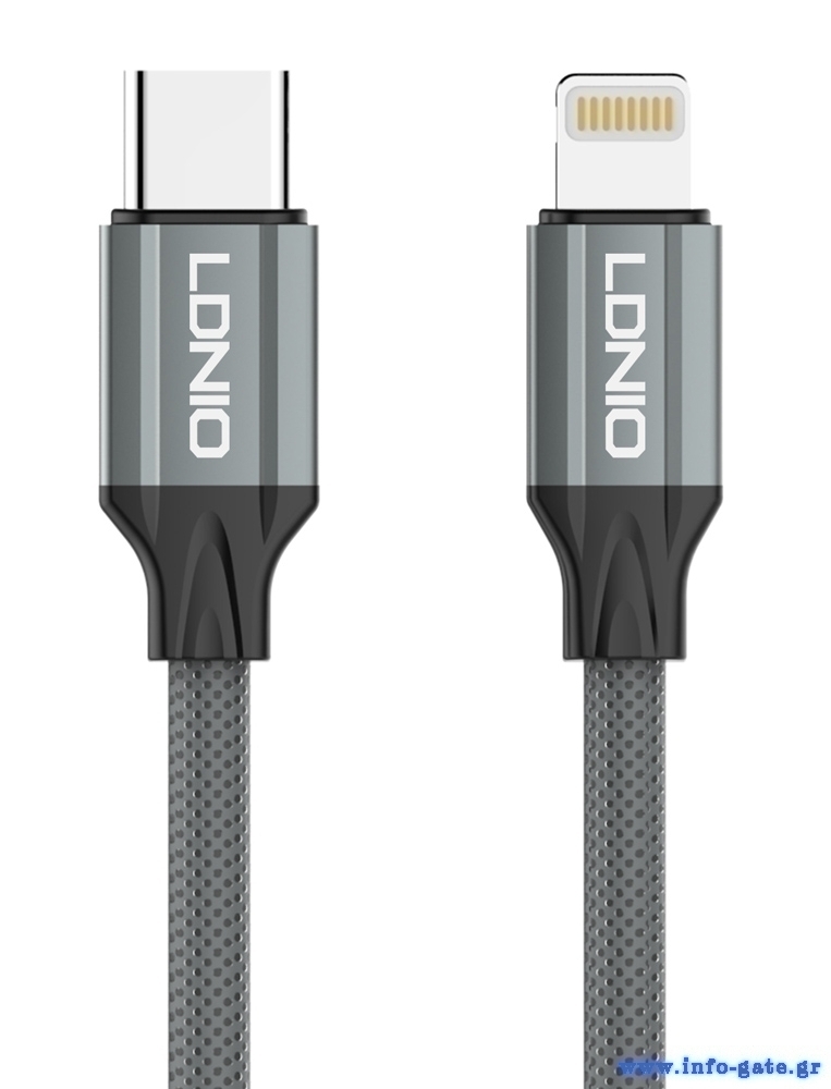 LDNIO καλώδιο Lightning σε USB-C LC441I, 30W PD, 1m, γκρι