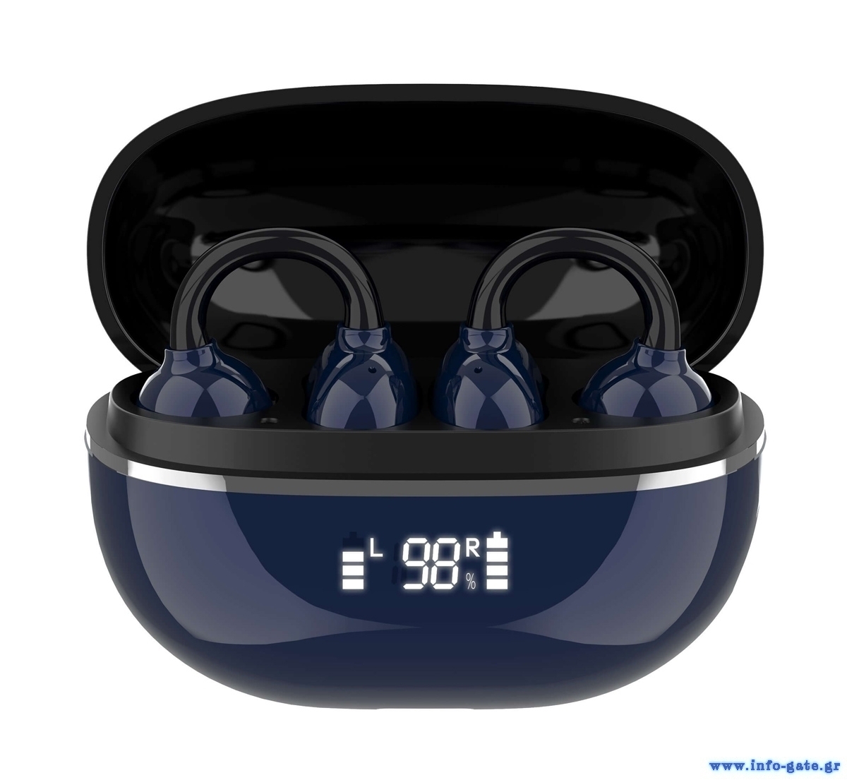 LDNIO earphones με θήκη φόρτισης T09, OWS, Φ10mm, 35/400mAh, μπλε