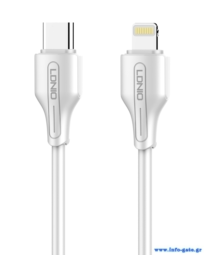 LDNIO καλώδιο Lightning σε USB-C LC122I, 30W PD, 2m, λευκό