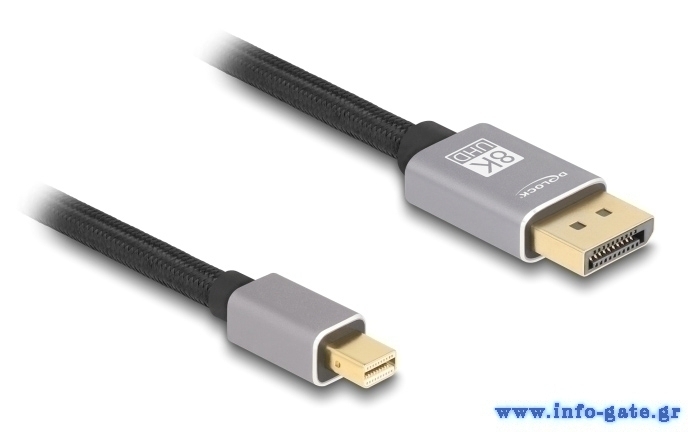 DELOCK καλώδιο mini DisplayPort σε DisplayPort 81091, 8K/60Hz, 32.4 Gbps, 1m, μαύρο