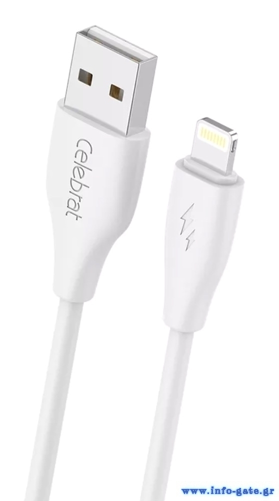 CELEBRAT καλώδιο Lightning σε USB CB-31, 3A, 480Mbps, 1m, λευκό