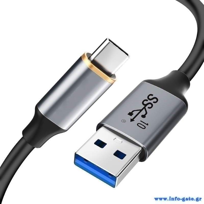 CABLETIME καλώδιο USB-C σε USB CT-AMCMG2, 60W, 10Gbps, 1m, μαύρο