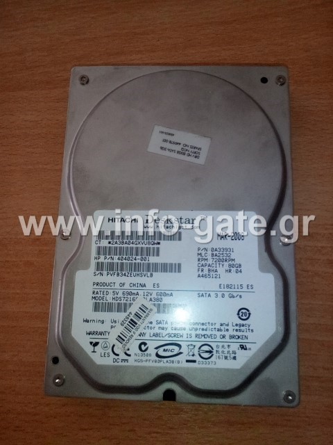 Hitachi Deskstar 404024 80GB Internal 7200RPM 3.5