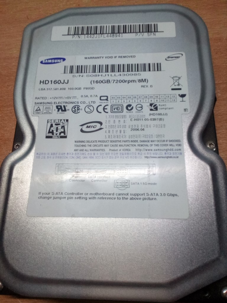 Samsung S08HJ1LL430985 160GB HD160JJ 7200rpm 3.5