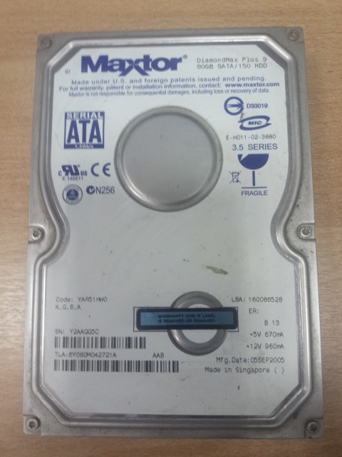 Maxtor DiamondMax 80GB E-H011-02-3880 SATA 150 3.5
