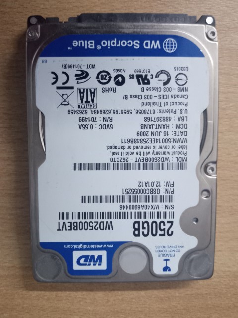 WD 250GB 5400RPM WD2500BEVT 2,5
