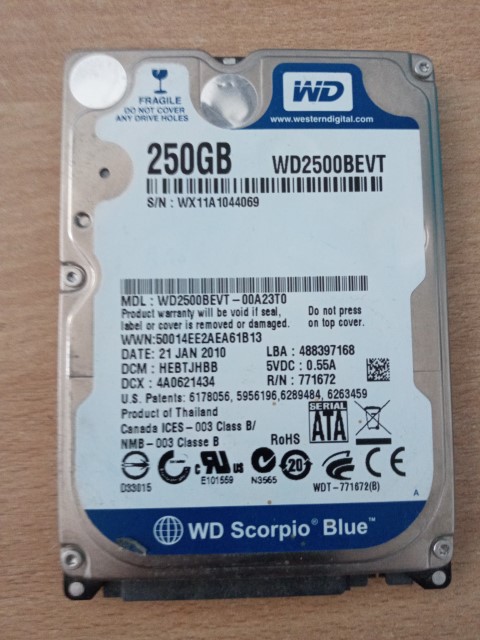 WD 250GB 5400RPM WD2500BEVT 2,5