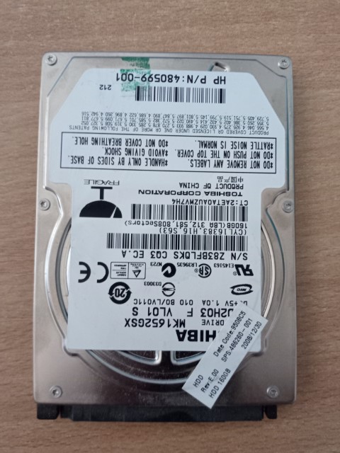 TOSHIBA 160GB 5400RPM MK1652GSX 2,5