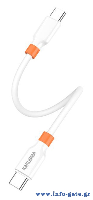 KAKUSIGA καλώδιο USB-C KSC-1024, σιλικόνης, 100W, 480Mbps, 0.25m, λευκό
