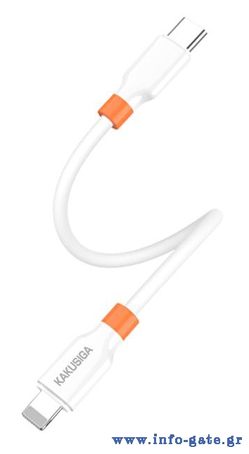 KAKUSIGA καλώδιο Lightning σε USB-C KSC-1024, σιλικόνης, 30W, 480Mbps, 0.25m, λευκό