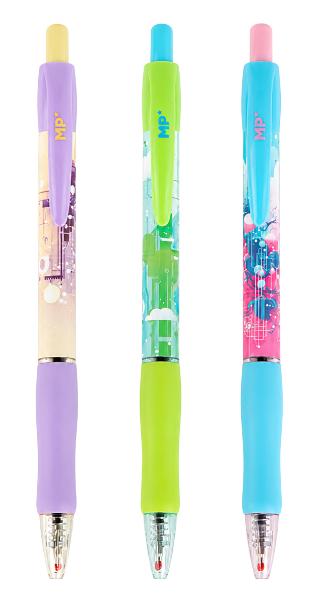 MP στυλό διαρκείας ballpoint PE140-14, 0.7mm μύτη, 14.5cm, μπλε, διάφορα σχέδια, 1τμχ