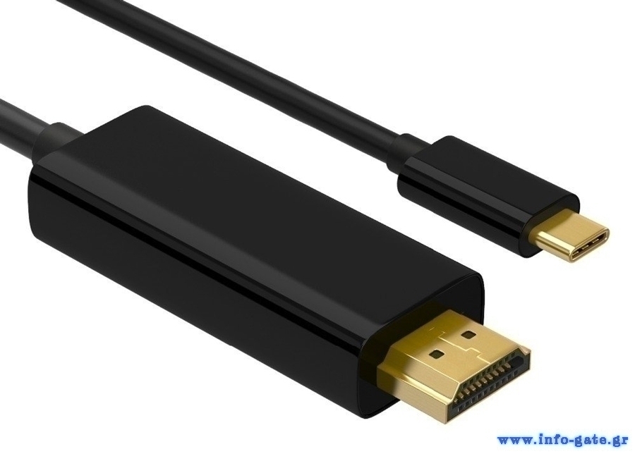 POWERTECH καλώδιο USB-C σε HDMI PTH-072, 4K/60Hz, 1m, μαύρο
