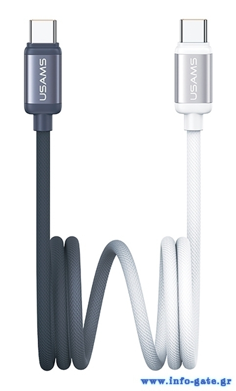 USAMS καλώδιο USB-C SJ756, 60W, 480Mbps, 1.2m, μαύρο/λευκό