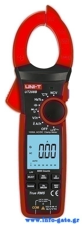 UNI-T πολύμετρο & αμπεροτσιμπίδα UT208B, 1000A AC/DC, NCV, True RMS