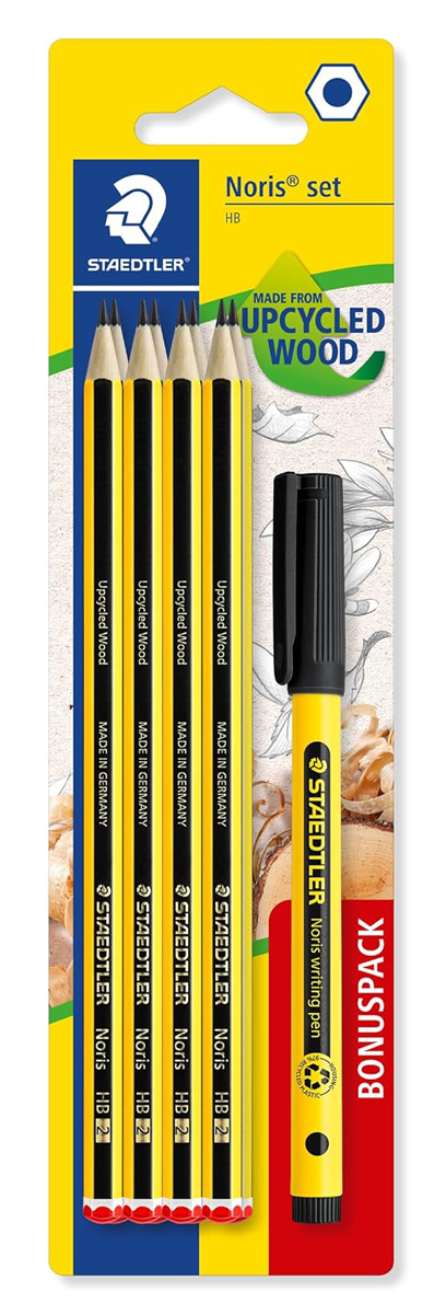 STAEDTLER σετ ξύλινα μολύβια με στυλό Noris 120-SBK8P2, εξάγωνα, ΗB, 9τμχ