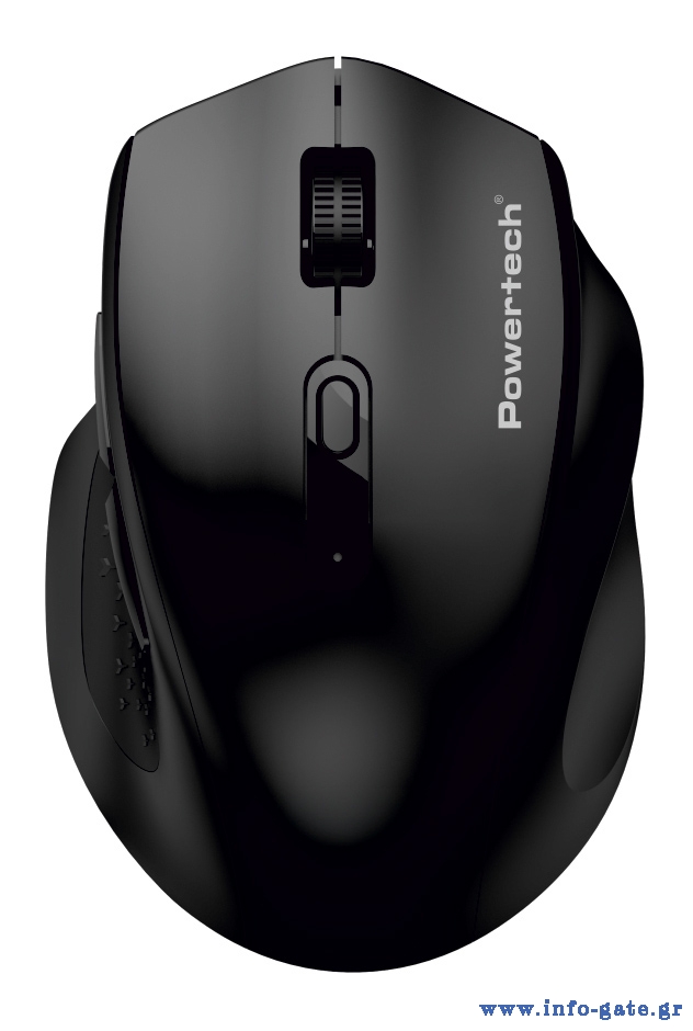 POWERTECH ασύρματο ποντίκι PT-1578, 2.4GHz & Bluetooth, έως 4000DPI, μαύρο