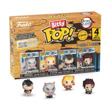 Funko Bitty Pop! 4-Pack: Demon Slayer- Inosuke Hashibira - Kyojuro Rengoku - Genya Shinazugawa - Tanjiro with Noodles* Vinyl Figures