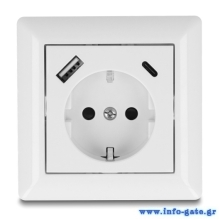 DELOCK πρίζα τοίχου 11499 με θύρες φόρτισης USB & USB-C, 18W PD, λευκή