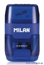 MILAN ξύστρα μολυβιών με κάδο & γόμα 1204703116, μπλε