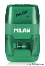 MILAN ξύστρα μολυβιών με κάδο & γόμα 1204703116, πράσινη