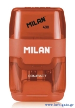 MILAN ξύστρα μολυβιών με κάδο & γόμα 1204703116, πορτοκαλί