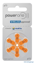 POWER ONE μπαταρίες ακουστικών βαρηκοΐας P13, mercury free, 1.45V, 6τμχ