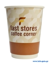 FAST STORES COFFEE CORNER χάρτινα ποτήρια καφέ 12oz, χωρίς καπάκι, 25τμχ
