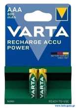 VARTA επαναφορτιζόμενες μπαταρίες λιθίου, AAA, 800mAh, 1.2V, 2τμχ