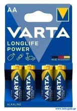 VARTA αλκαλικές μπαταρίες Longlife Power, AA/LR6, 1.5V, 4τμχ