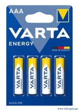 VARTA αλκαλικές μπαταρίες Energy, AAA/LR03, 1.5V, 4τμχ