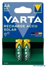 VARTA επαναφορτιζόμενες μπαταρίες λιθίου Solar, AA, 800mAh, 1.2V, 2τμχ