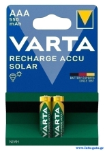 VARTA επαναφορτιζόμενες μπαταρίες λιθίου Solar, AAA, 550mAh, 1.2V, 2τμχ