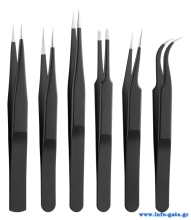 GOOBAY σετ τσιμπίδες 41256, ανοξείδωτες, αντιστατικές, μαύρο, 6τμχ