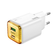 Φορτιστής Ταξιδίου Hoco N52 Monsoon Small Size GaN με 2 Εξόδους Φόρτισης USB QC3.0 και USB-C PD20W  Λευκός