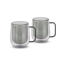 Σετ Ποτήρια Τσαγιού VASO Lamart LT9123 Γυάλινα με Διπλό Τοίχωμα 250ml Μαύρο 2 Τεμ