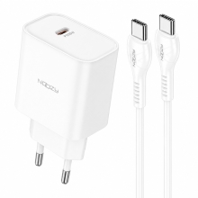 Φορτιστής Ταξιδίου Noozy Core C21 PD25W με Καλώδιο USB-C σε USB-C 1m Λευκό