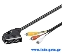 GOOBAY καλώδιο SCART 21-pin σε 3x RCA 50364, 2m, μαύρο