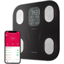 Ζυγαριά Μπάνιου Smart Fitness με Bluetooth για iOS και Android Sencor SBS 9002BK