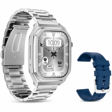 Smartwatch Maxcom FW65 Iron S 1.95” Amoled IP68 400mAh με Έξτρα Λουράκι Ασημί